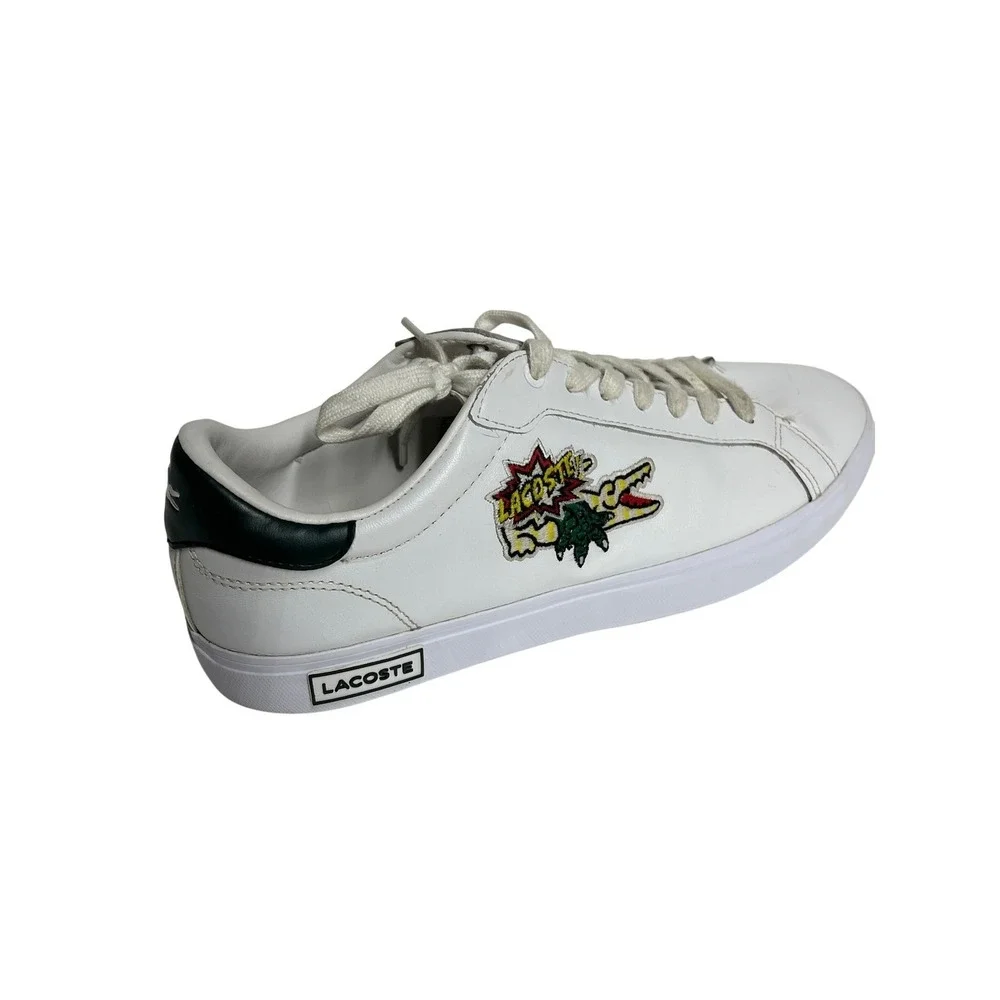 Lacoste Sneakers shoes White Green Crocodile Logo Lace Up Low Top Mens Size 9.5‎